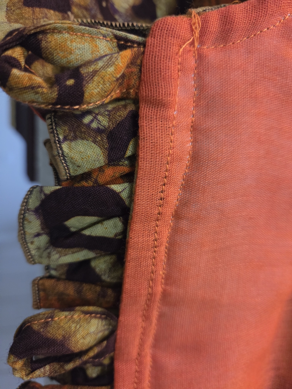 Orange & Green Printed Ruffle-Front Women’s Skirt Set - Picture 6 of 14